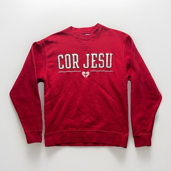 Gear For Sports Other - Cor Jesu Big Cotton Sweatshirt Mens M Red Crewneck Embroidered Spellout Pullover